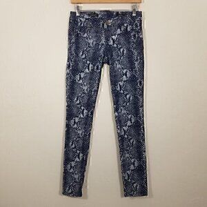 Cache Animal Print Skinny Stretch Pants Blue Size 0